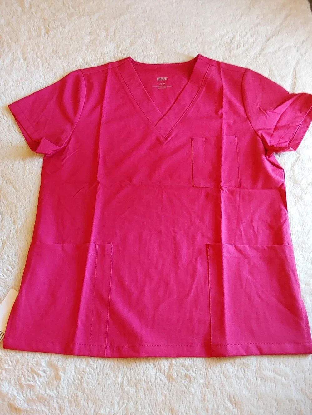 🌺 NWT Cozyfit Bright Pink Medical Scrub Set - Picture 3 of 15